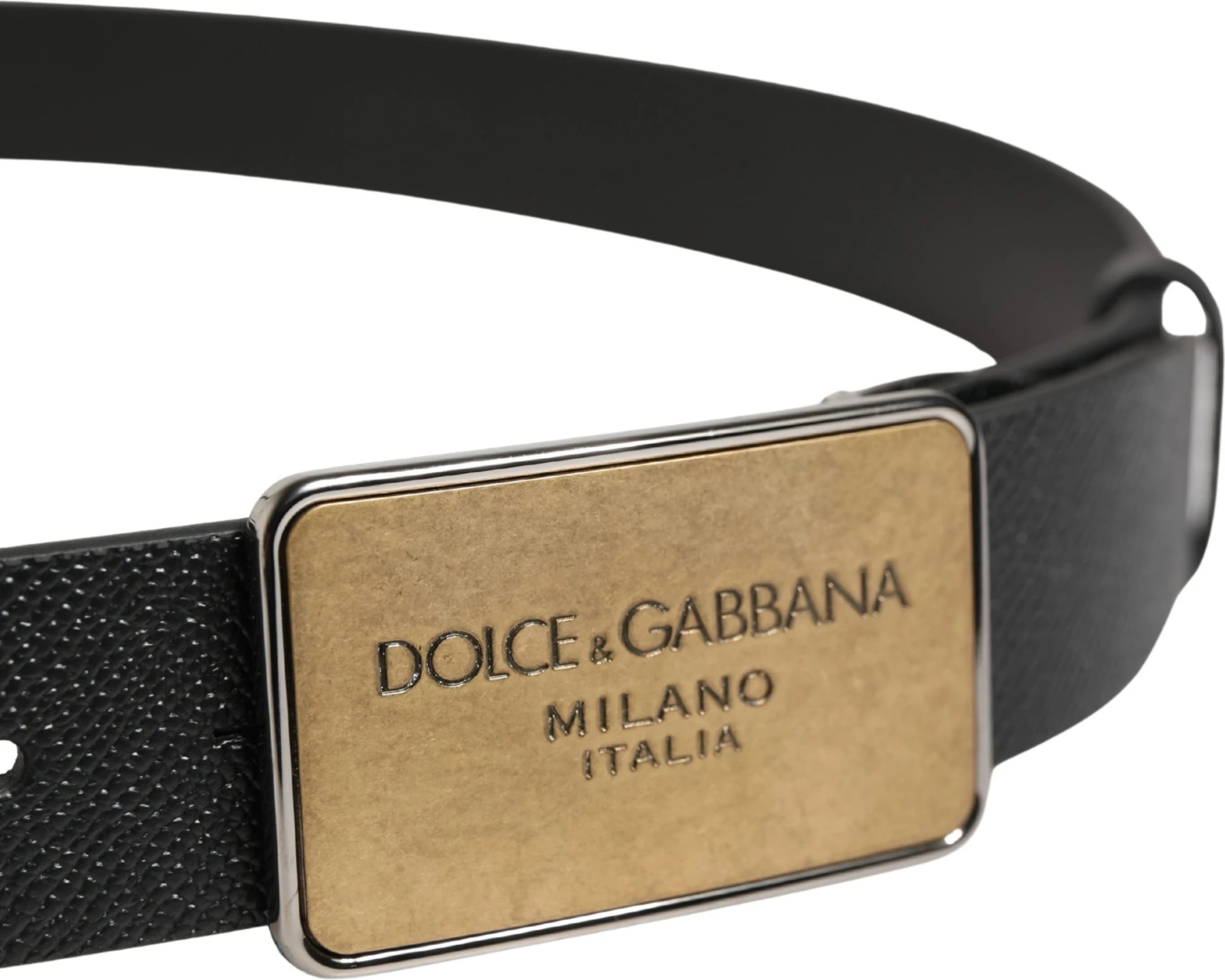 Черный классический кожаный ремень с металлической пряжкой и логотипом Dolce & Gabbana
