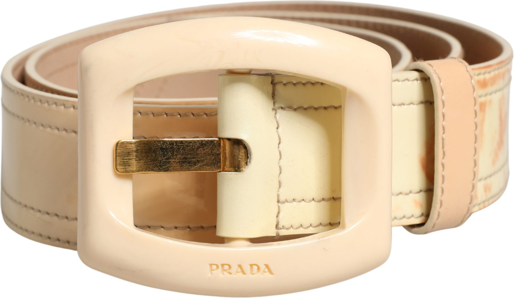 Широкий пояс-ремень Prada с логотипом из кожи