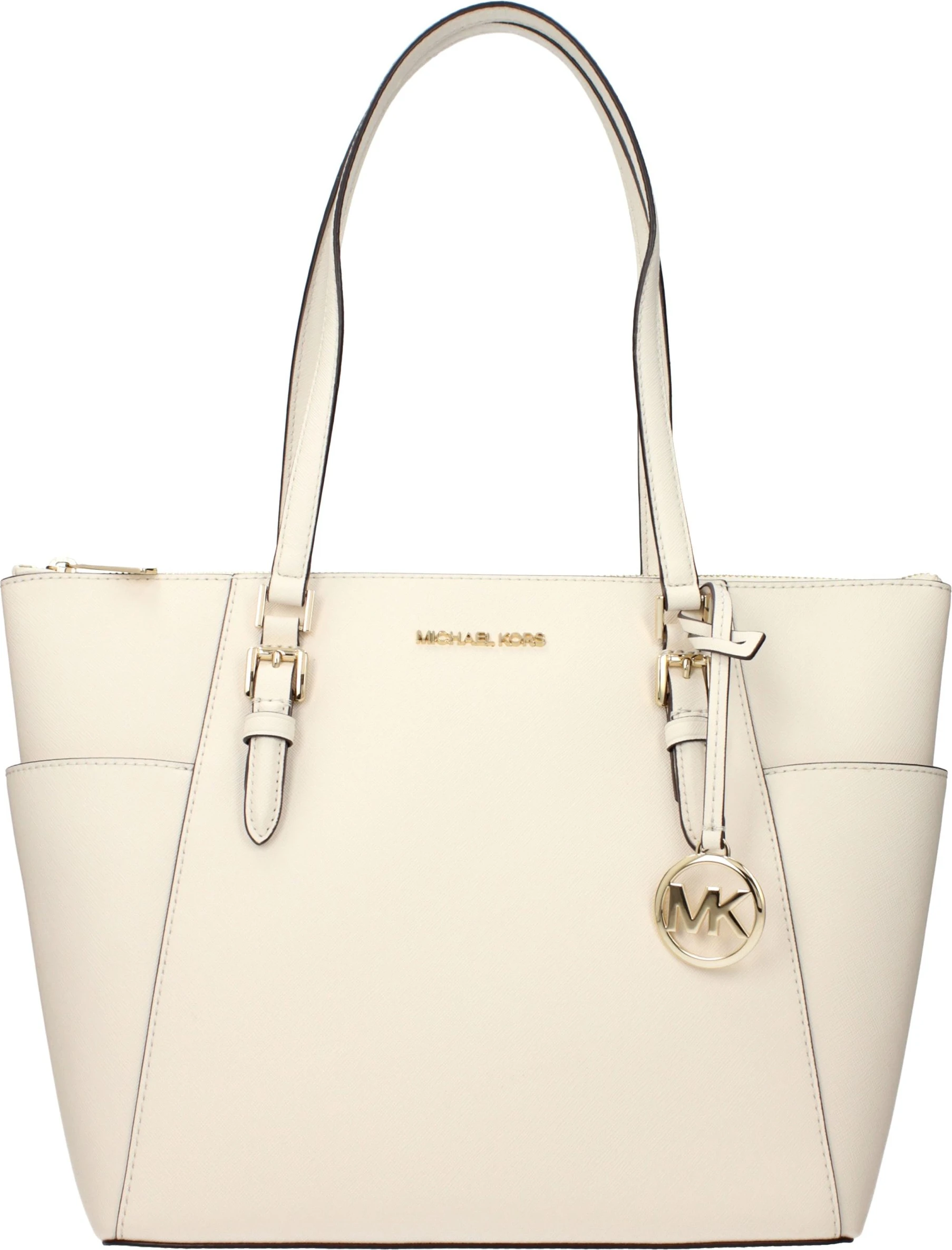 Бежевая кожаная сумка на плечо Michael Kors