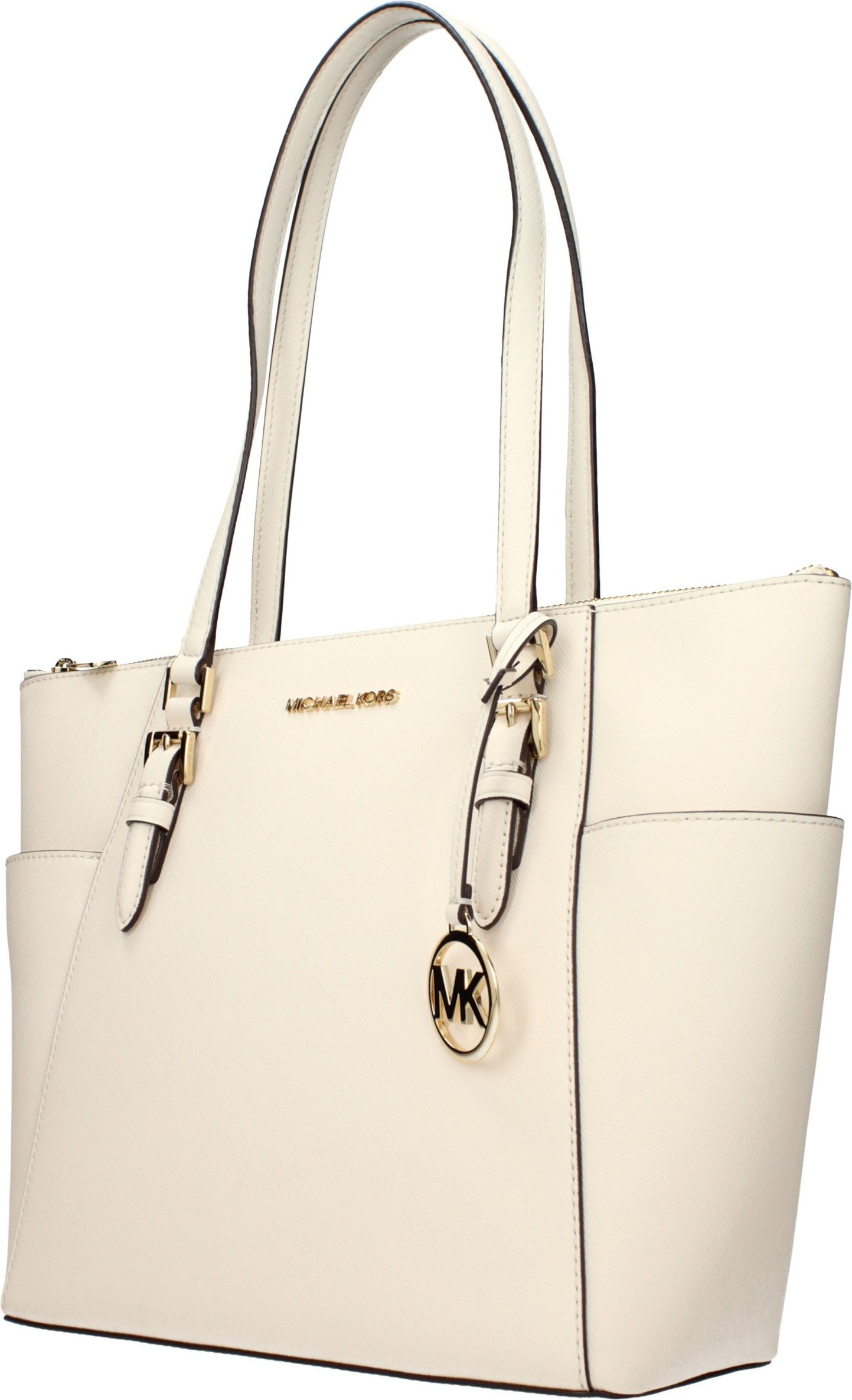 Бежевая кожаная сумка на плечо Michael Kors