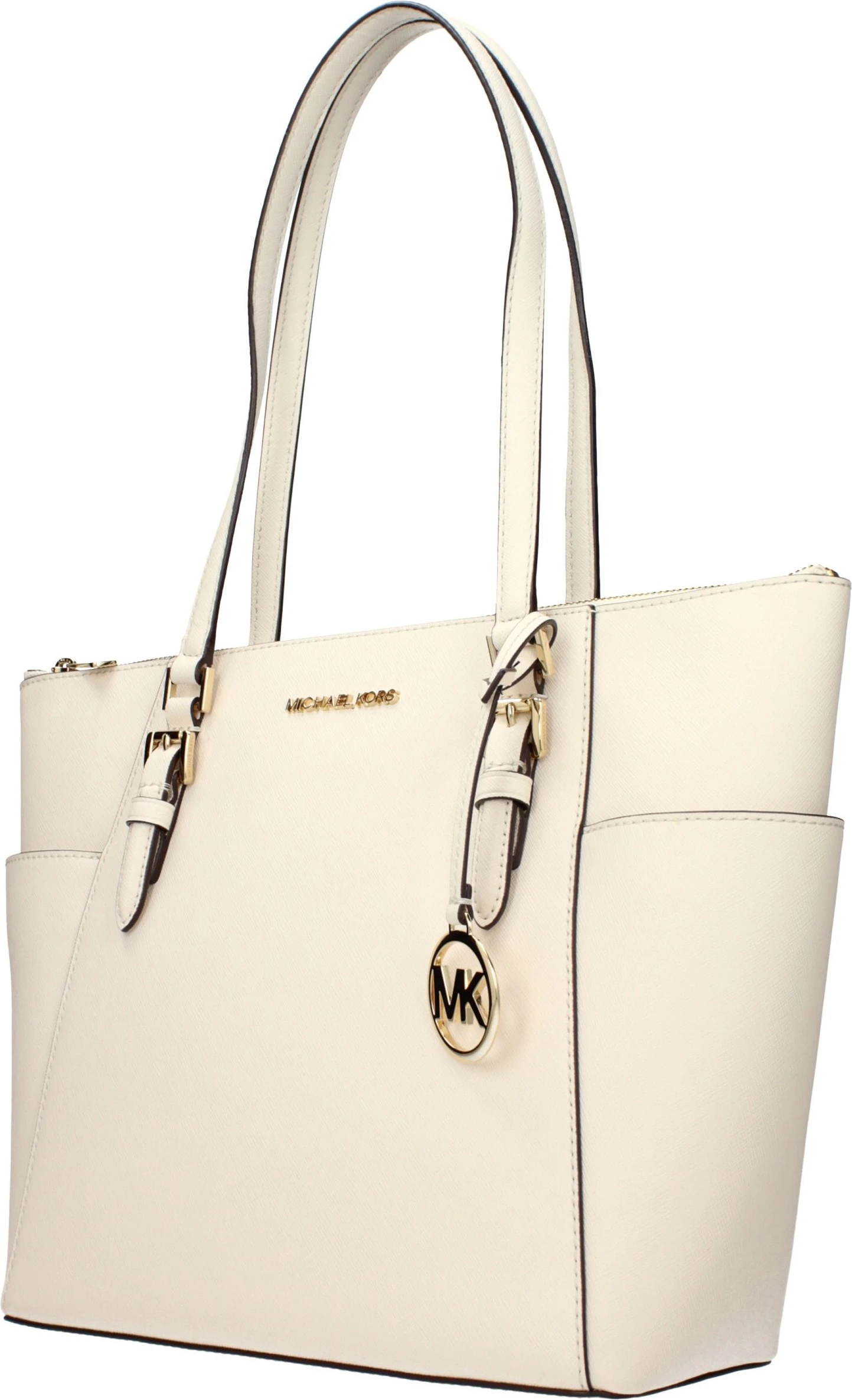Бежевая кожаная сумка на плечо Michael Kors