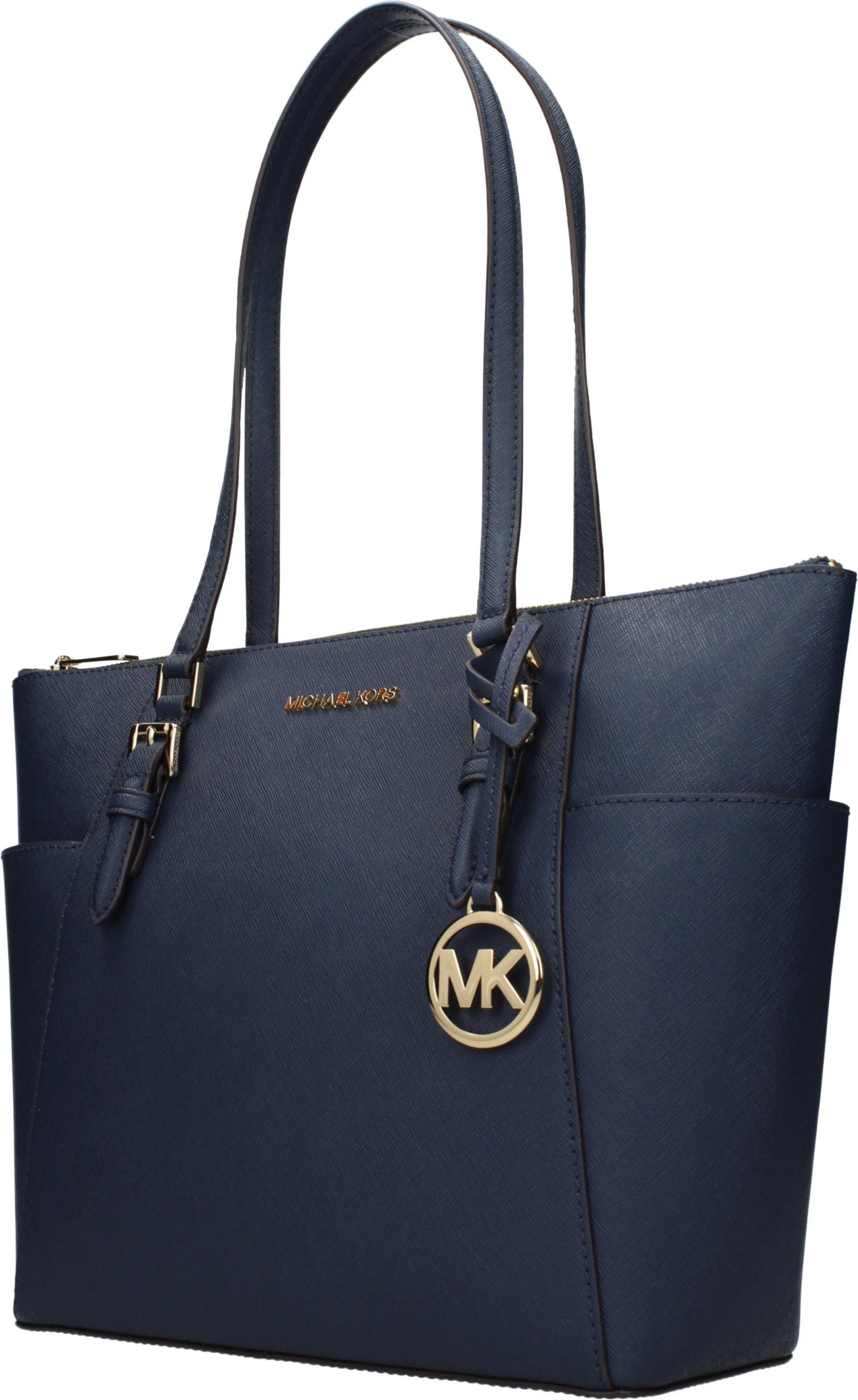 Синяя кожаная сумка на плечо Michael Kors
