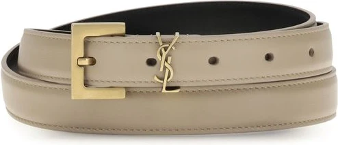 Belt Saint Laurent Beige Calf Leather Bos Taurus Thin Belt