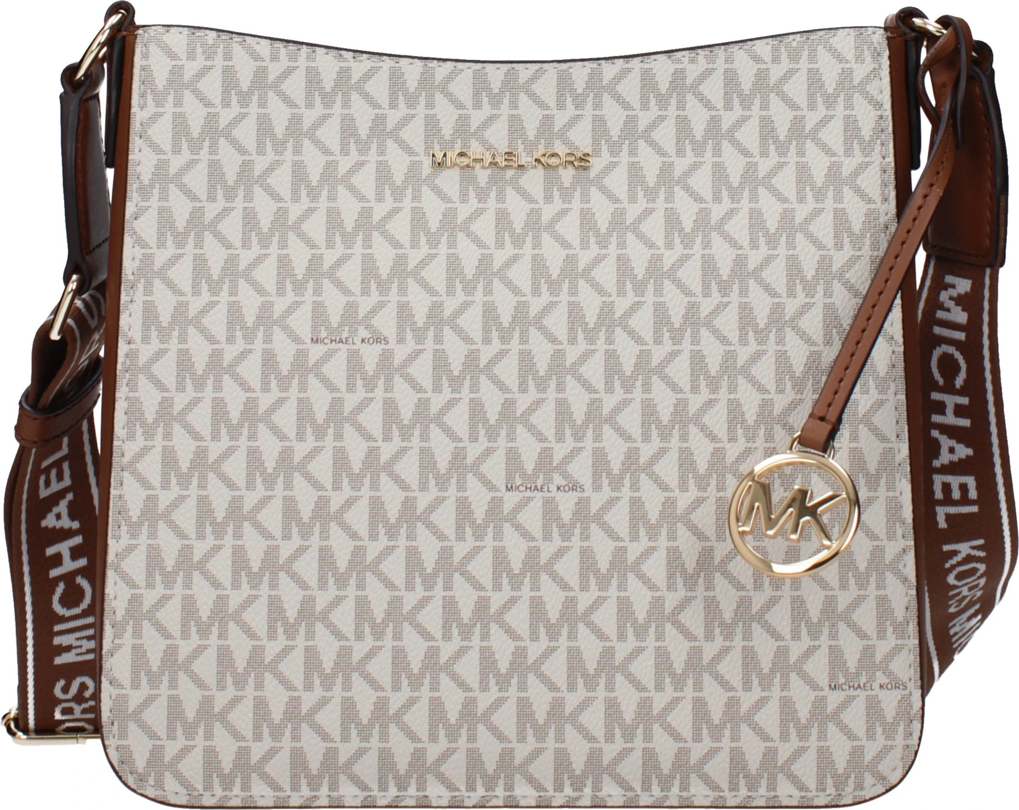 Бежевая тканевая сумка через плечо Michael Kors