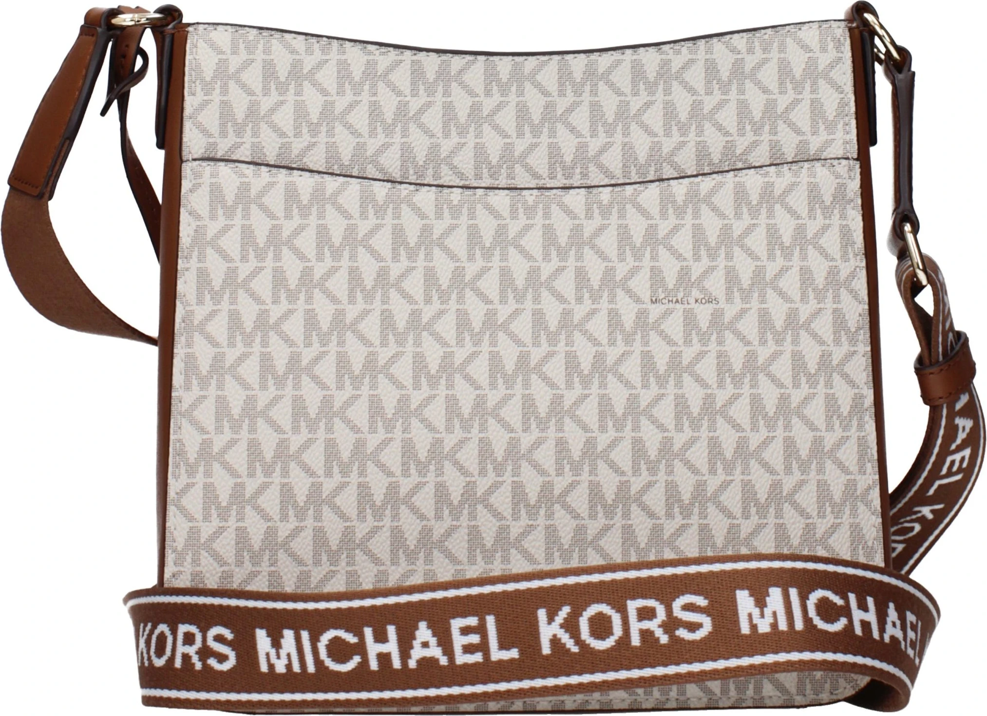 Бежевая тканевая сумка через плечо Michael Kors