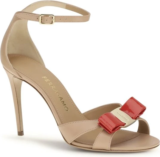 Sandals Ferragamo Beige Calf Leather Bos Taurus Stiletto Heel