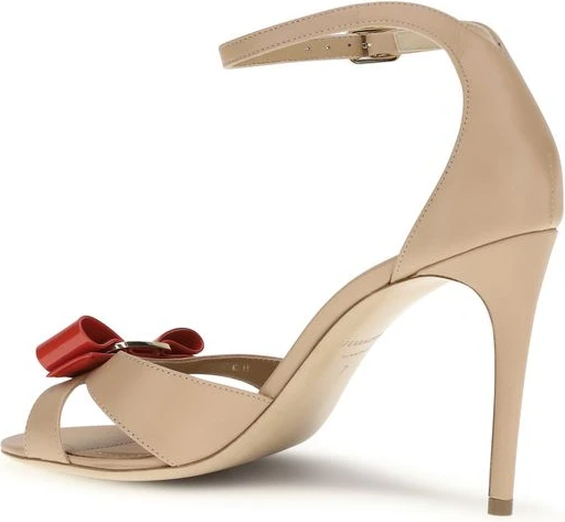 Sandals Ferragamo Beige Calf Leather Bos Taurus Stiletto Heel