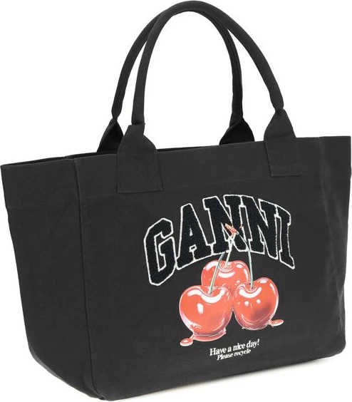 Черная сумка на плечо GANNI из переработанного хлопка