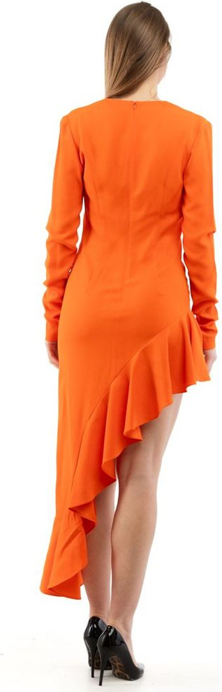 Orange Marabou Cocktail Dress Moschino