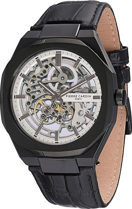Черные кожаные часы Pierre Cardin