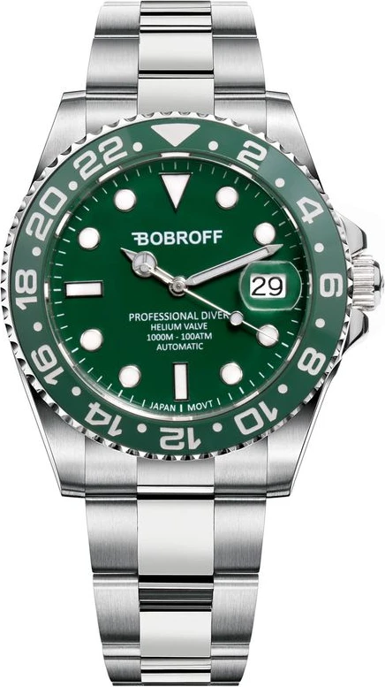 Серебряные спортивные часы Bobroff из нержавеющей стали