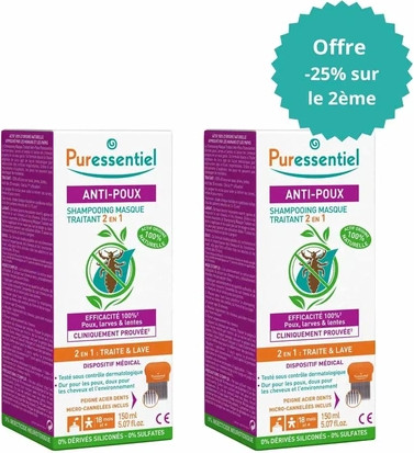 Puressentiel Шампунь-маска против вшей 2 в 1 с расчёской
