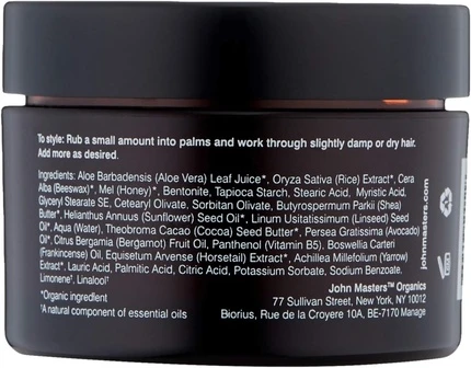 Стайлинг-паста John Masters Organics