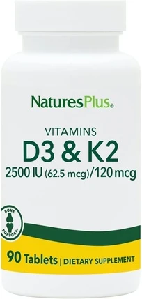Витамин D3 2500 МЕ с витамином K2 высокой дозировки от Nature's Plus