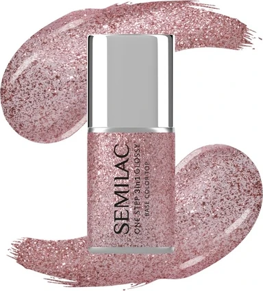 Гибридный лак для ногтей Semilac One Step Glossy 3в1 S250 Glitter Pink