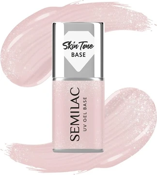 Гибридная база для ногтей Semilac Semitransparent Glitter Beige