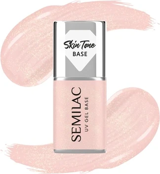Гибридная база для ногтей Semilac Skin Tone Glitter Peach