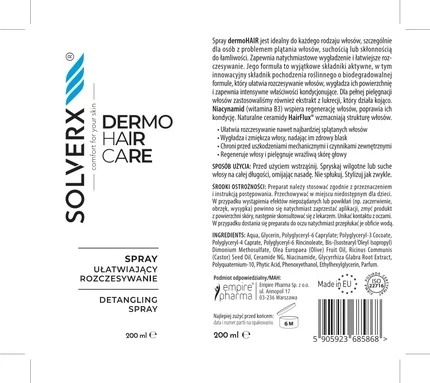 Solverx Dermo Hair Spray для облегчения расчесывания