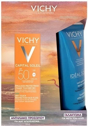 Vichy Capital Soleil Dry Touch Fluid Spf50 С Молочком после загара Подарочный набор
