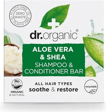 Твёрдый шампунь и кондиционер Dr Organic Алоэ Вера и Ши