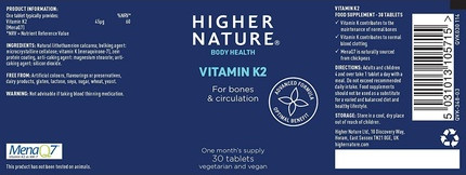Таблетки Higher Nature Витамин K2