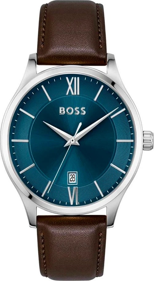 Коричневые кожаные часы Hugo Boss