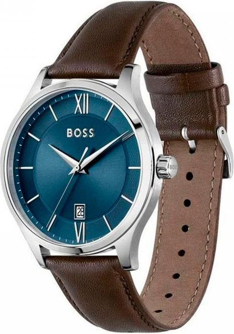 Коричневые кожаные часы Hugo Boss