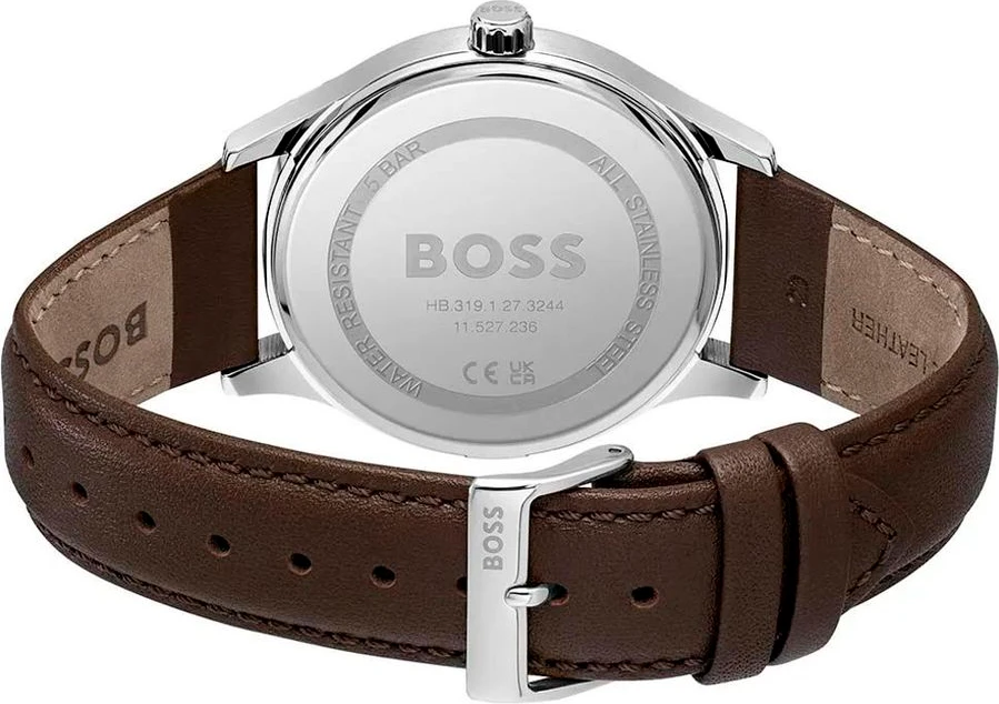 Коричневые кожаные часы Hugo Boss