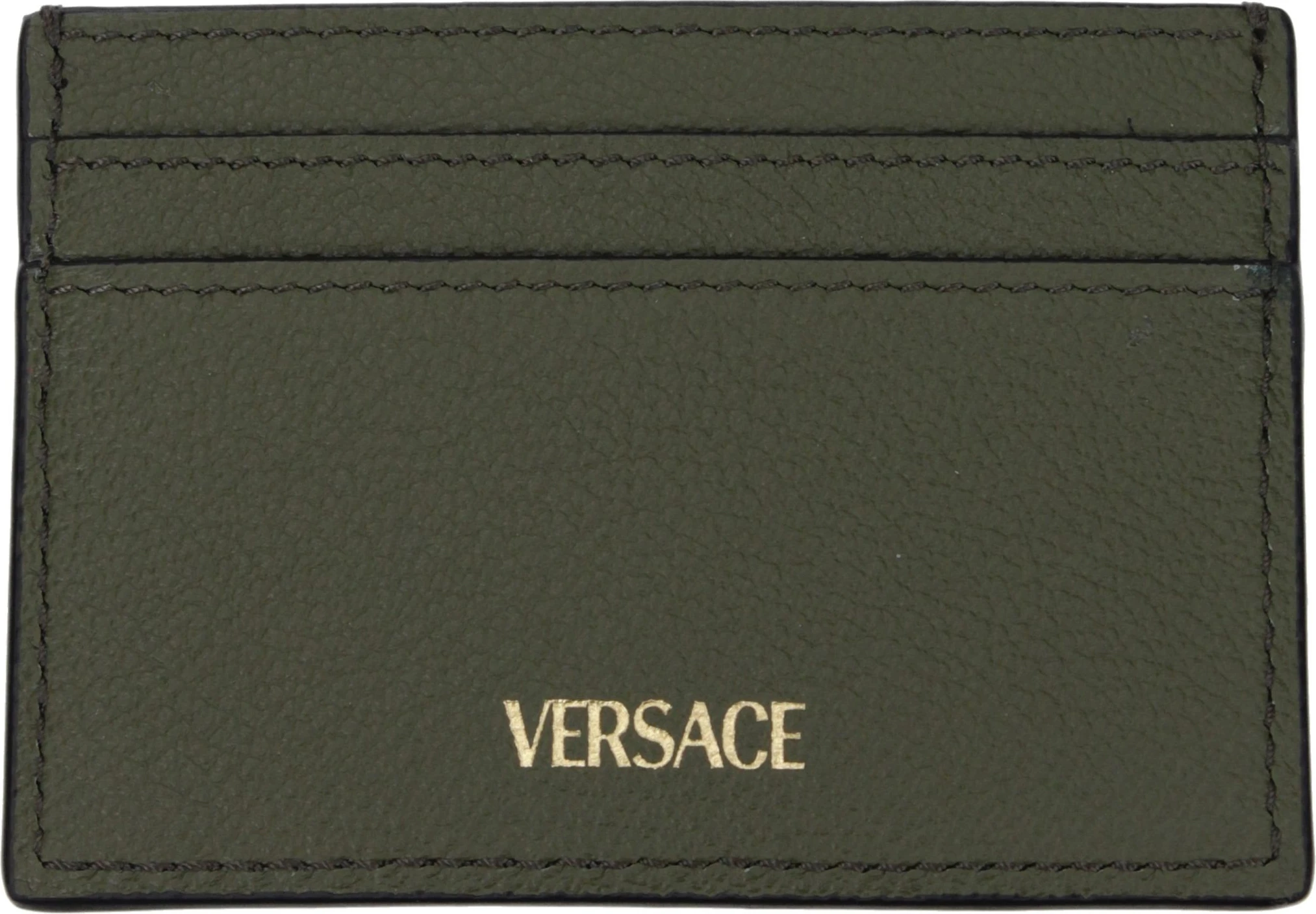 Зеленый кожаный картхолдер Versace