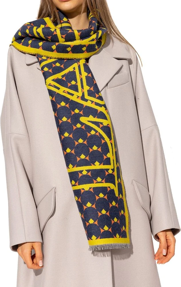 Синий шелковый шарф Lanvin