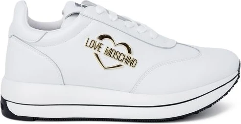 Кроссовки LOVE MOSCHINO Белые кожаные низкие кроссовки