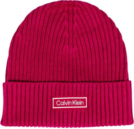 Шапка Calvin Klein PATCH CHUNKY RIB COTTON BEANIE