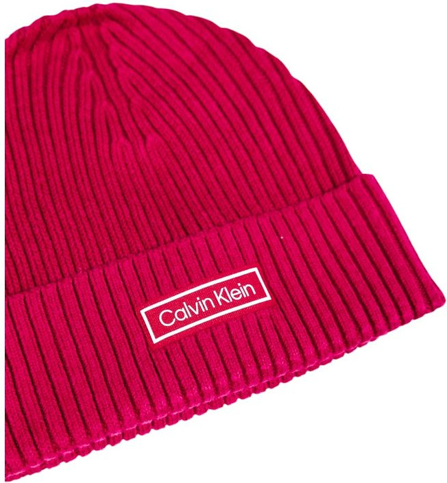 Шапка Calvin Klein PATCH CHUNKY RIB COTTON BEANIE