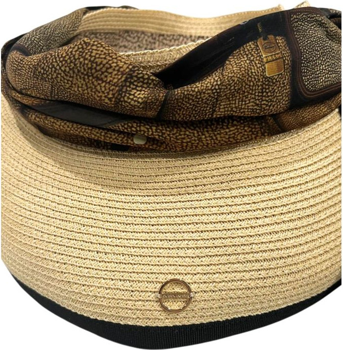Visor Borbonese Beige Papier Women Hat With Scarf
