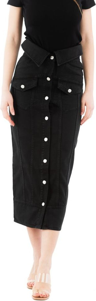 Black Cotton Midi Skirt Moschino
