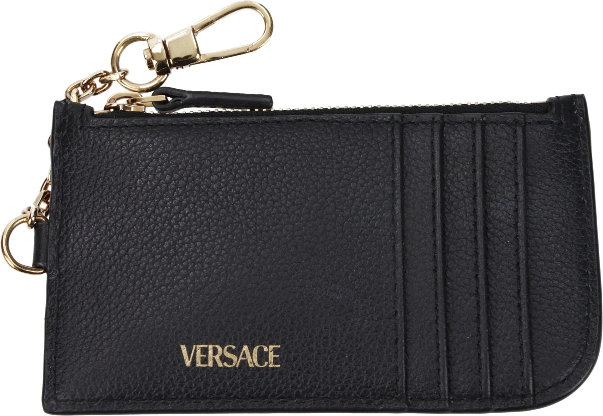 Черный кожаный кошелек для монет Versace