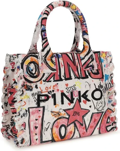Сумка через плечо Pinko из хлопка розовая