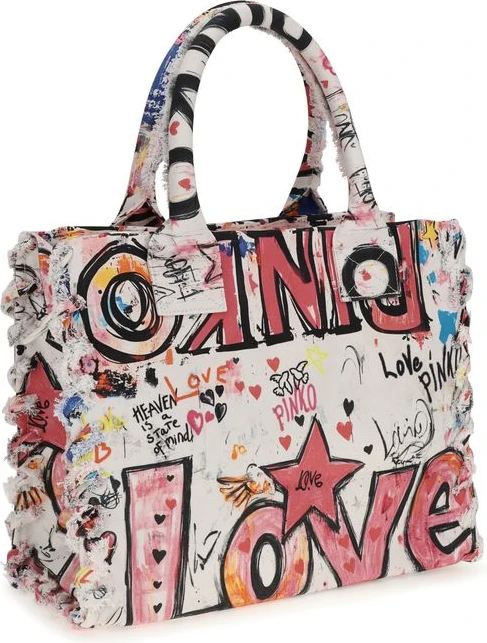 Сумка через плечо Pinko из хлопка розовая