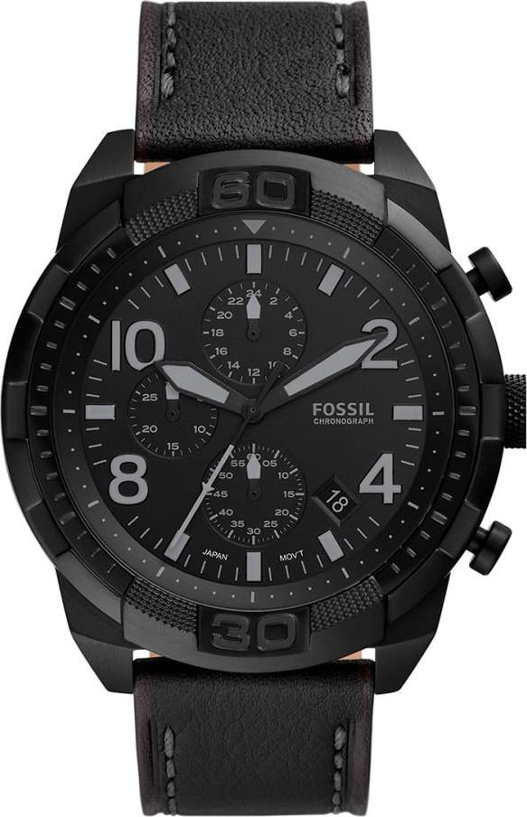 Часы Fossil Черная Кожа Спортивные