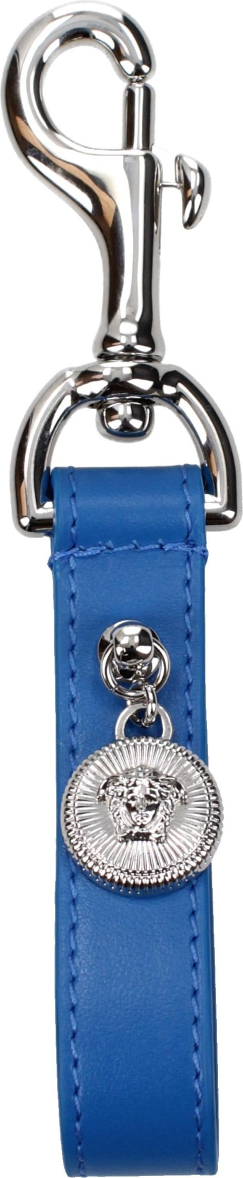Синий кожаный брелок Versace
