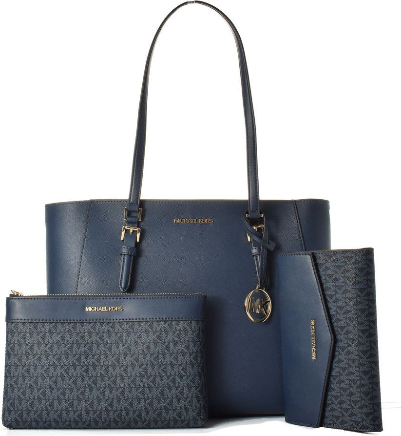 Синяя кожаная сумка-тоут Michael Kors