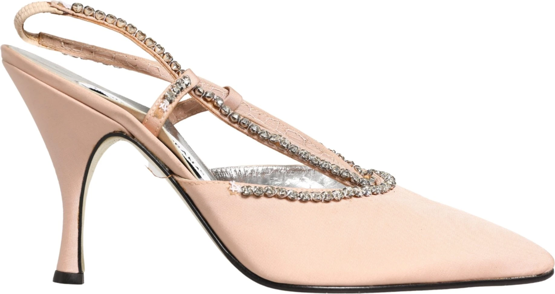 Туфли Бежевые Босоножки на каблуке с ремешком Crystal Slingbacks Dolce & Gabbana