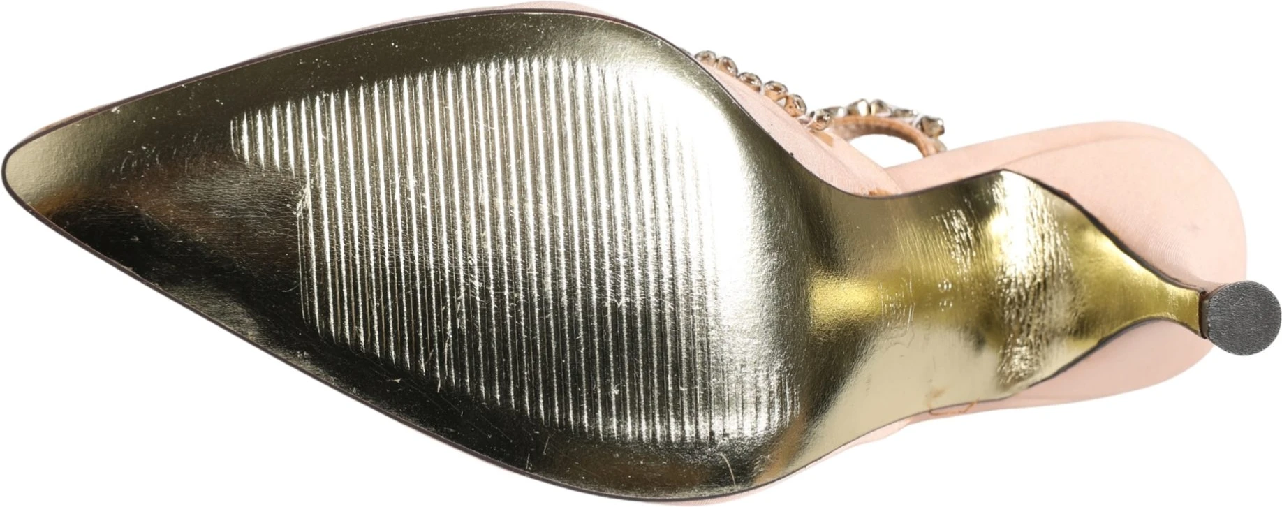 Туфли Бежевые Босоножки на каблуке с ремешком Crystal Slingbacks Dolce & Gabbana