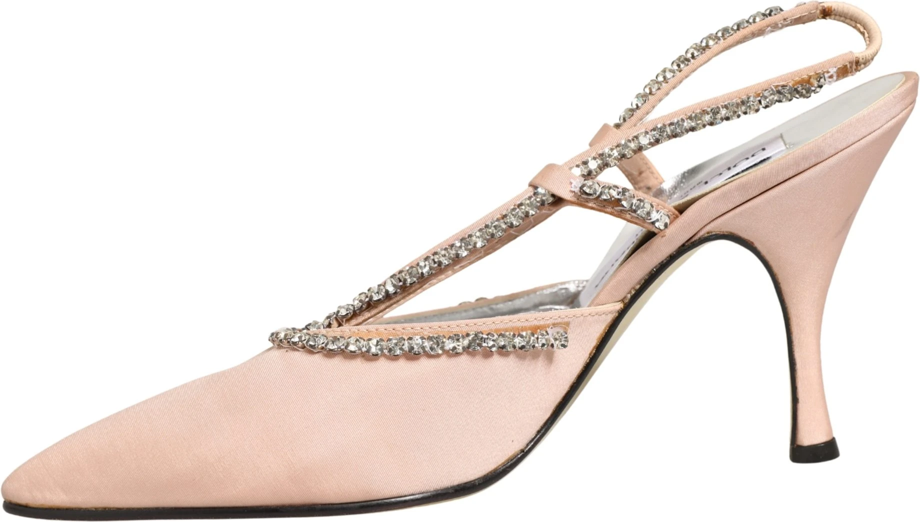 Туфли Бежевые Босоножки на каблуке с ремешком Crystal Slingbacks Dolce & Gabbana
