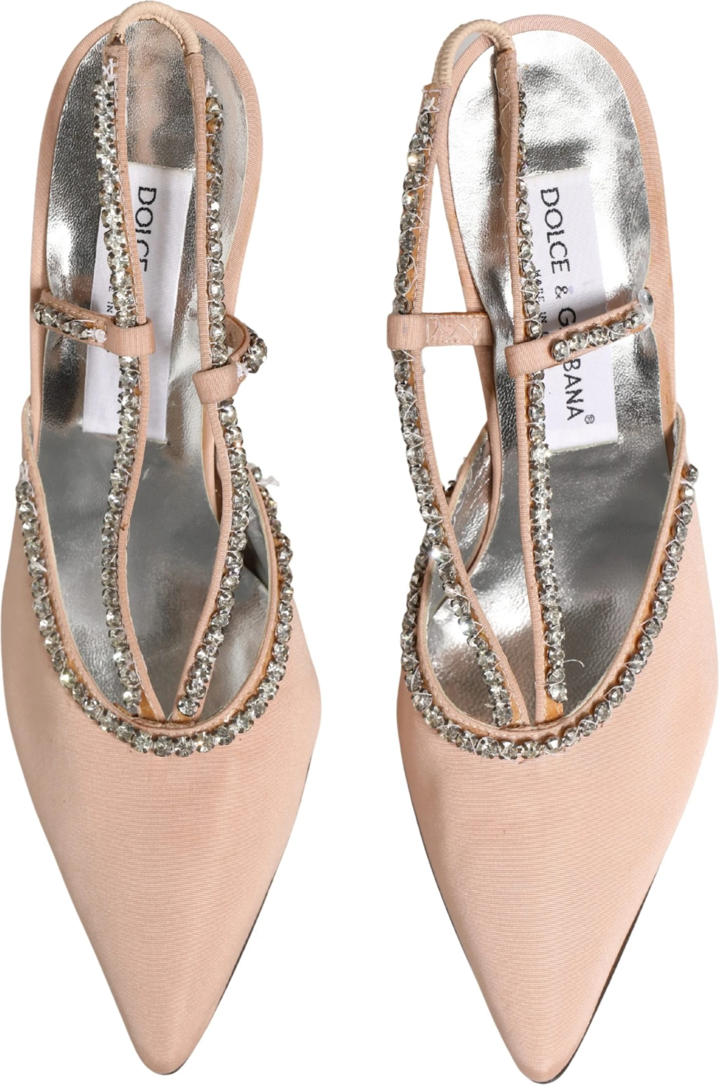 Туфли Бежевые Босоножки на каблуке с ремешком Crystal Slingbacks Dolce & Gabbana