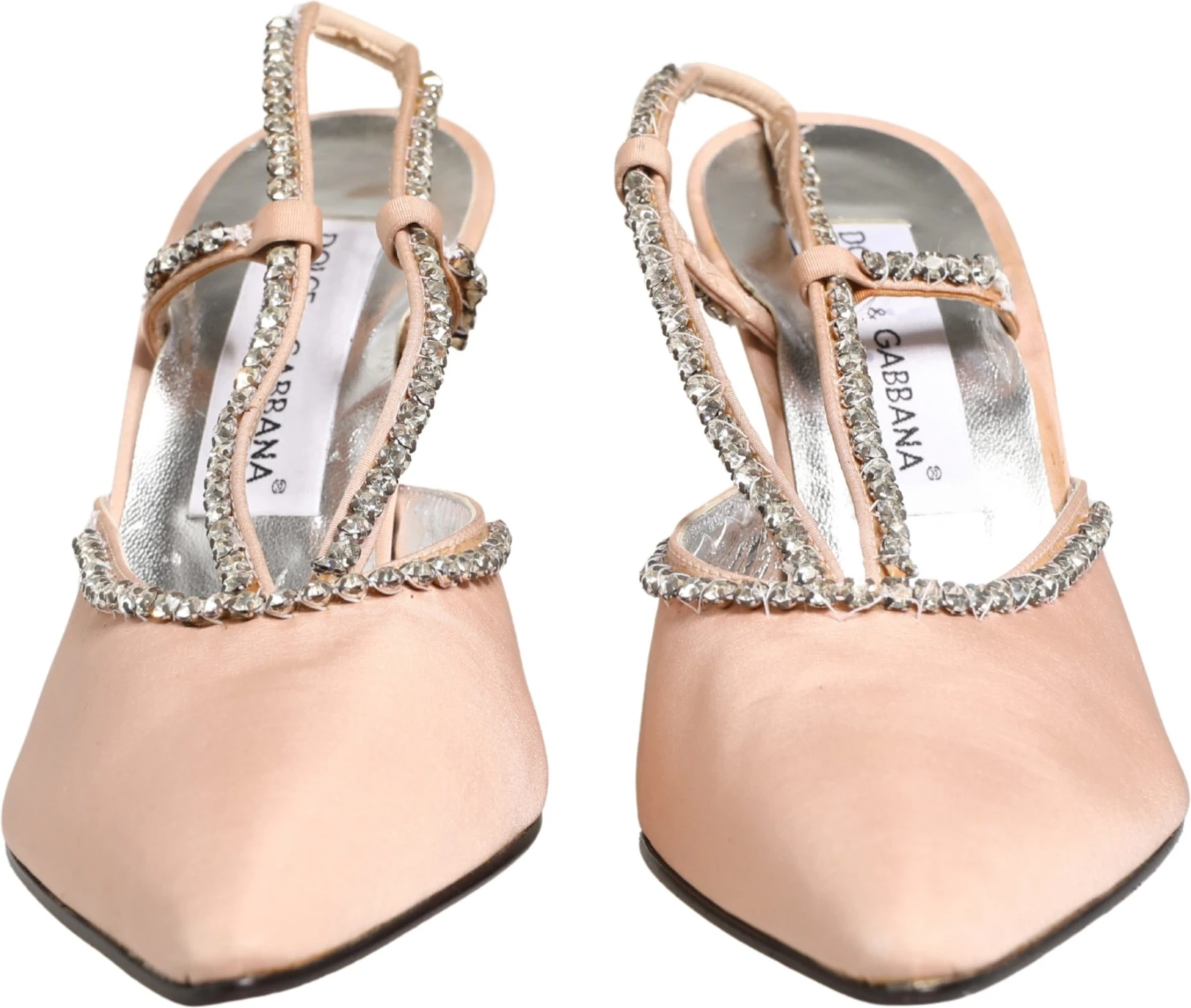 Туфли Бежевые Босоножки на каблуке с ремешком Crystal Slingbacks Dolce & Gabbana