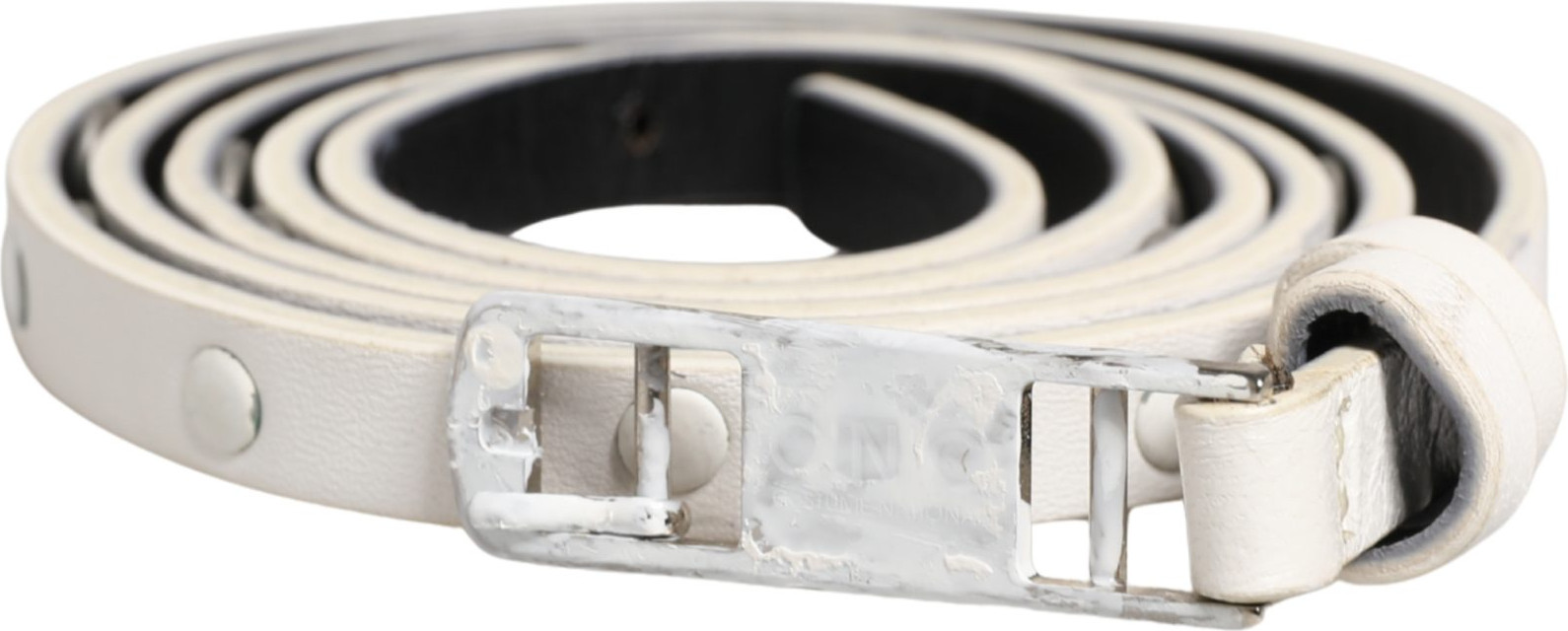 Ремень Costume National Белый Кожаный с заклепками Cintura Belt