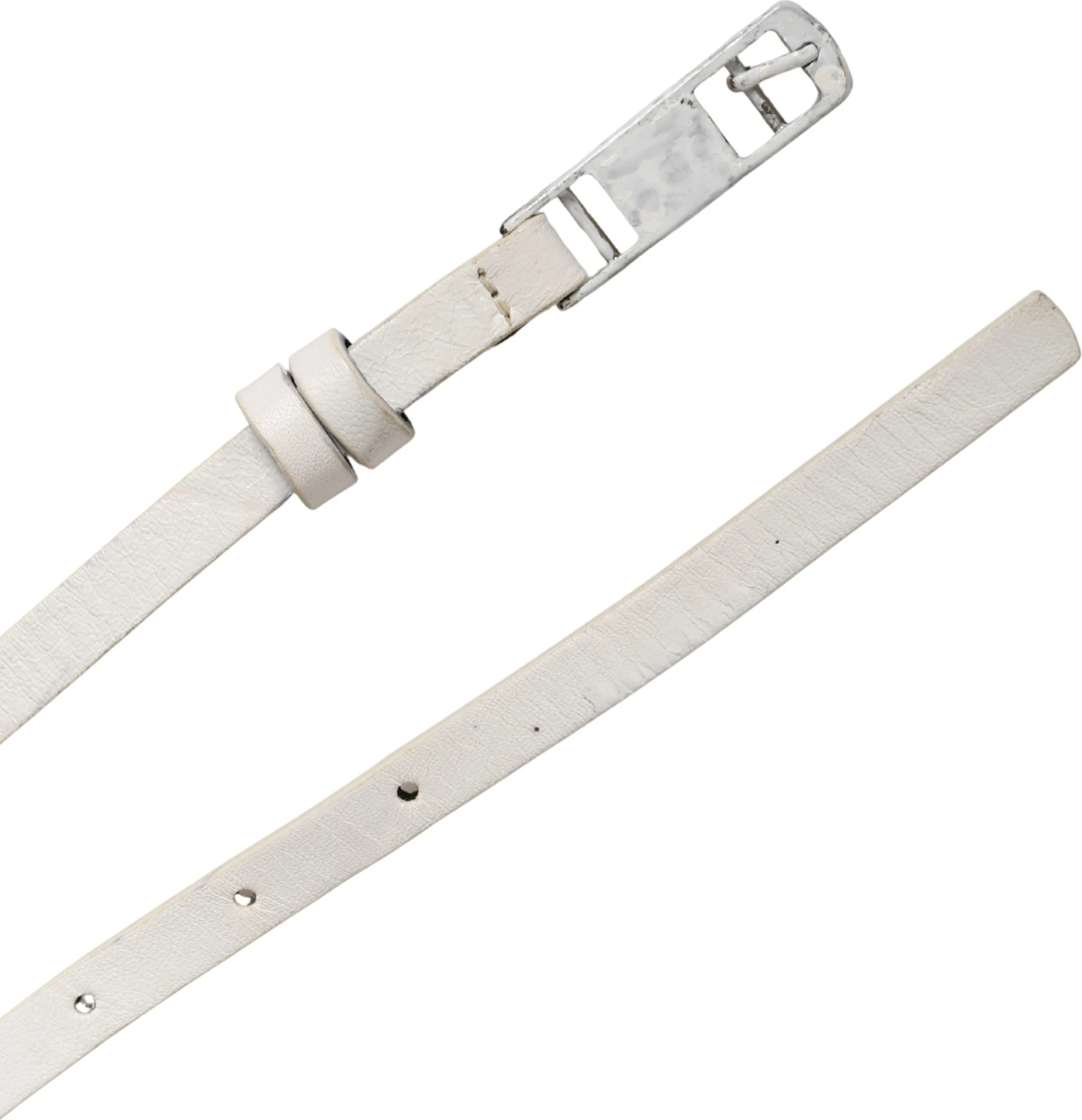 Ремень Costume National Белый Кожаный с заклепками Cintura Belt