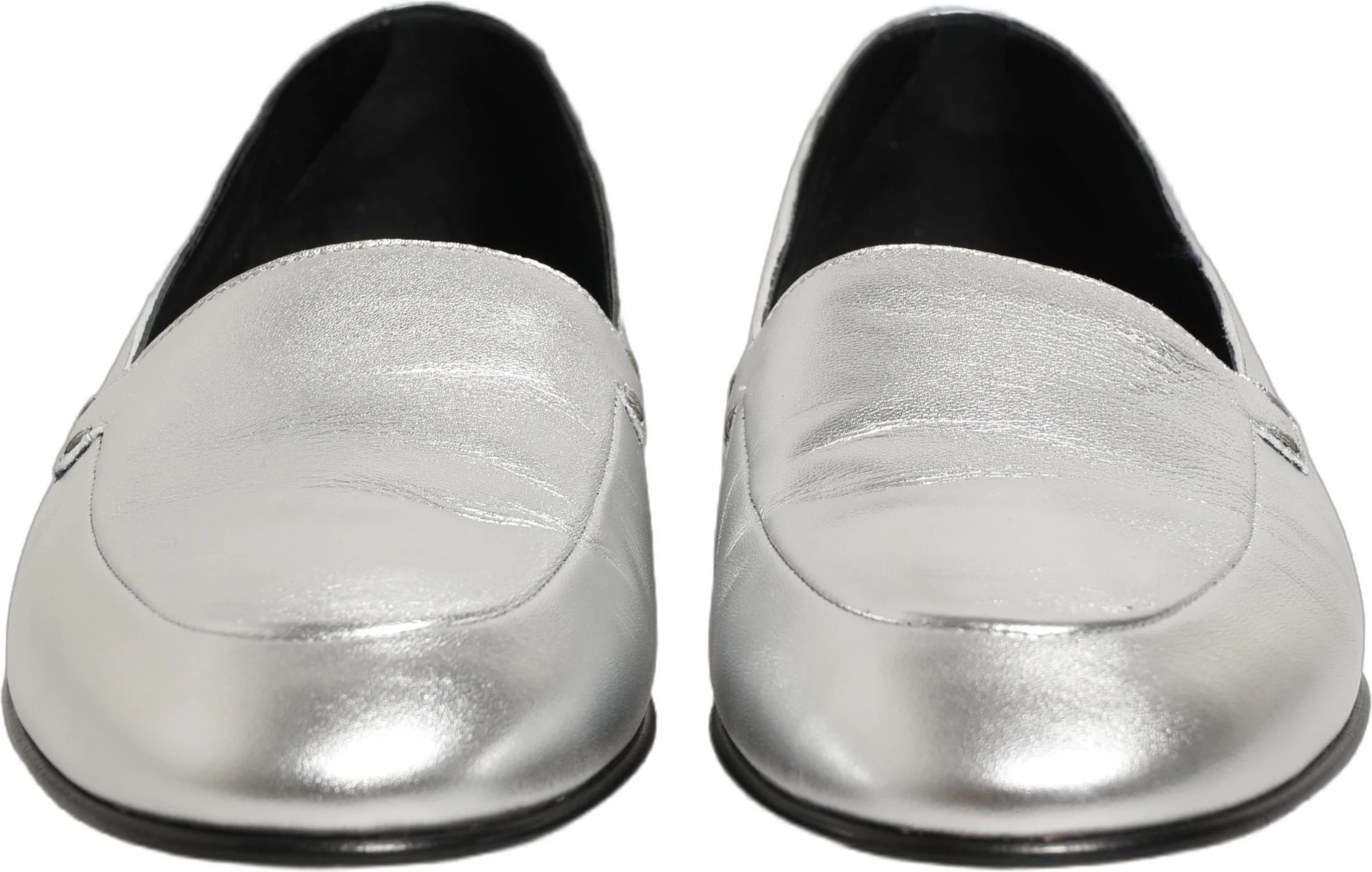 Лоферы Dolce & Gabbana Silver из кожи с логотипом DG