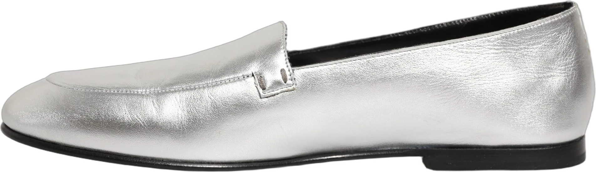 Лоферы Dolce & Gabbana Silver из кожи с логотипом DG